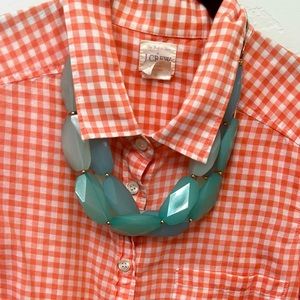 Anthropologie triple strand teal lucite statement necklace